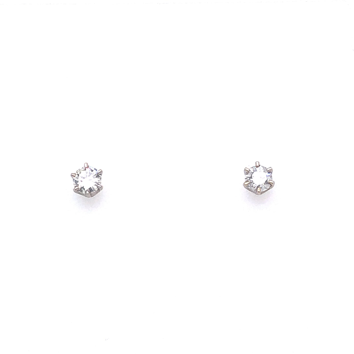 14k Diamond White Gold 0.50ct Diamond Six Prong Set Round Cut Stud Earrings | Luby Diamond Collection | Luby 