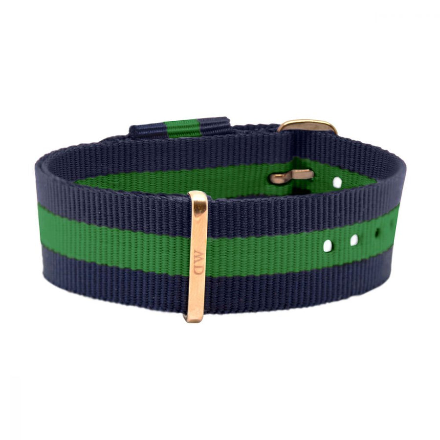 Warwick Watch Strap (Navy Blue/Green/Rose-Gold)