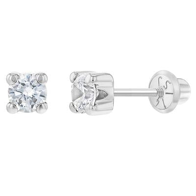 CLEAR CUBIC CZ SOLITAIRE EARRINGS | Children Collection | Luby 