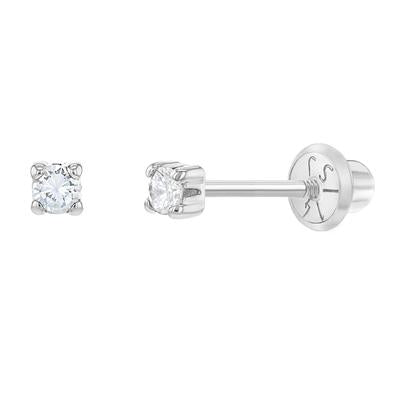 CLEAR CUBIC CZ SOLITAIRE EARRINGS | Children Collection | Luby 