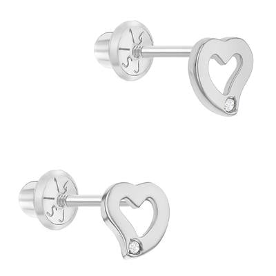 DIAMOND ACCENT CURVE HEART EARRINGS | Children Collection | Luby 