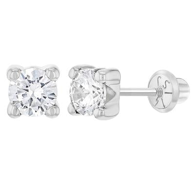 CLEAR CUBIC CZ SOLITAIRE EARRINGS | Children Collection | Luby 