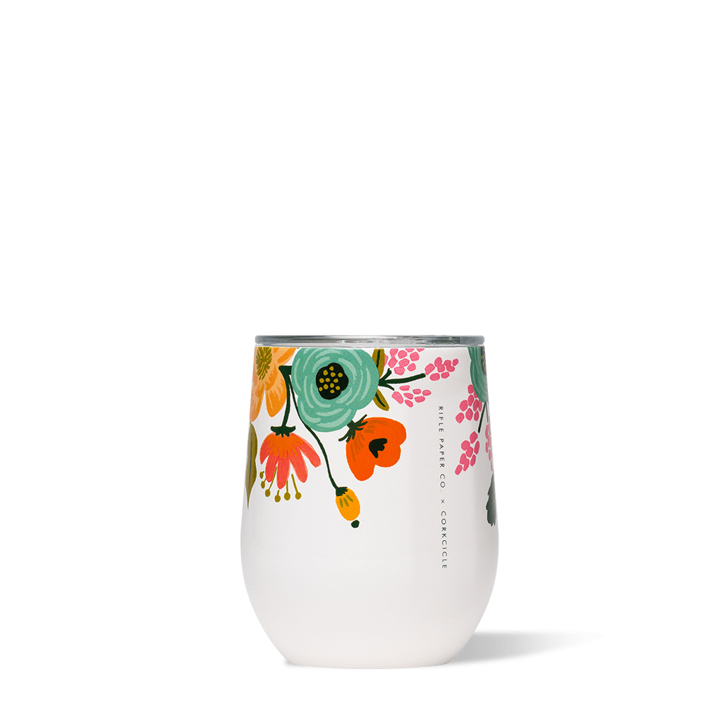 Lively Floral Cream Stemless | Corkcicle | Luby 