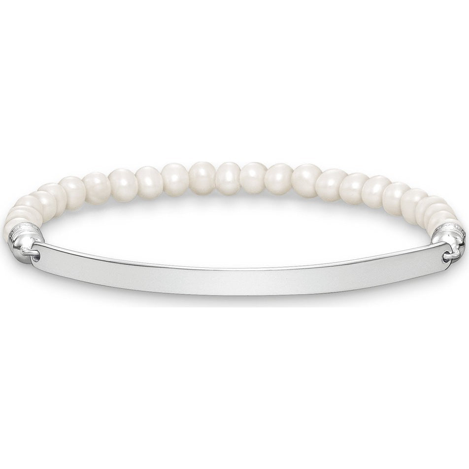 Glam Love Bridge Freshwater Pearl Bracelet (Silver/White) | Thomas Sabo | Luby 