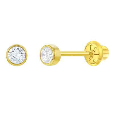 3MM CUBIC CZ BIRTHSTONE EARRINGS | Children Collection | Luby 