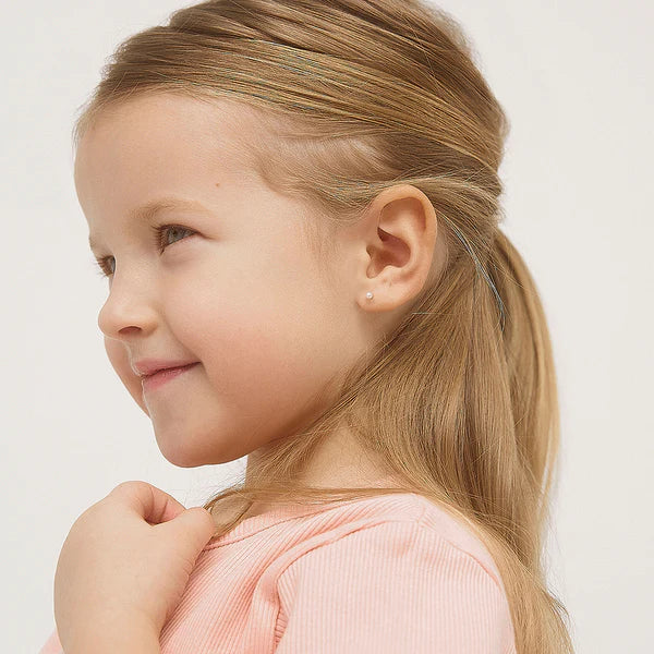 Classic Freshwater Cultured Pearl 4-4.5mm Baby / Toddler / Kids Earrings Safety Screw Back - 14k Gold | Children Collection | Luby 