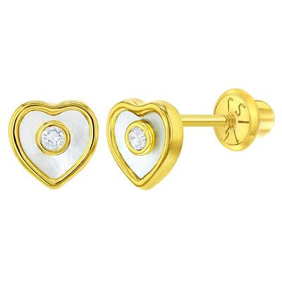 MOTHER OF PEARL HEART EARRINGS | Children Collection | Luby 