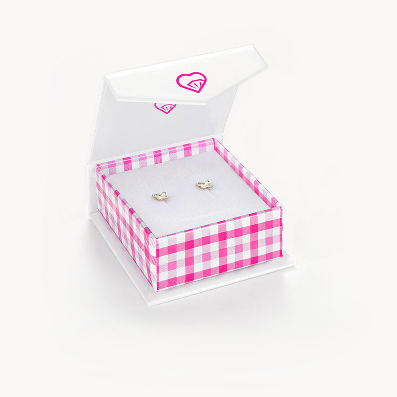 Diamond Cut Butterfly Baby / Toddler / Kids Earrings Safety Screw Back - 14k White & Yellow Gold | Children Collection | Luby 