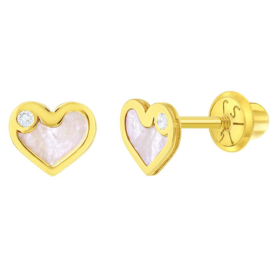MOTHER OF PEARL HEART EARRINGS