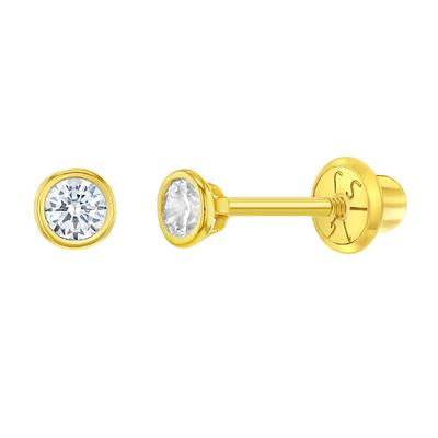BEZEL SET SOLITAIRE CZ EARRINGS | Children Collection | Luby 