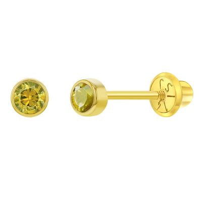3MM CUBIC CZ BIRTHSTONE EARRINGS | Children Collection | Luby 