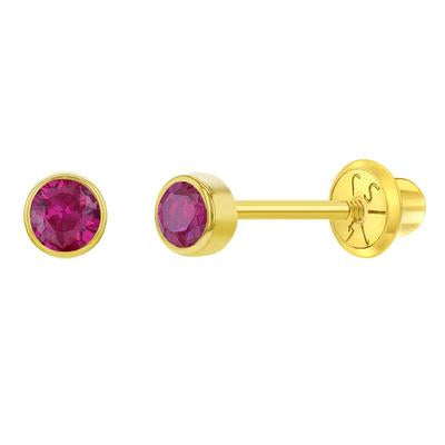 3MM CUBIC CZ BIRTHSTONE EARRINGS | Children Collection | Luby 