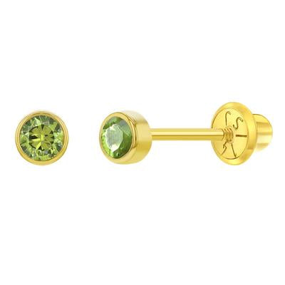 3MM CUBIC CZ BIRTHSTONE EARRINGS | Children Collection | Luby 