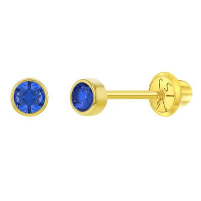 3MM CUBIC CZ BIRTHSTONE EARRINGS | Children Collection | Luby 