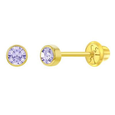 3MM CUBIC CZ BIRTHSTONE EARRINGS | Children Collection | Luby 