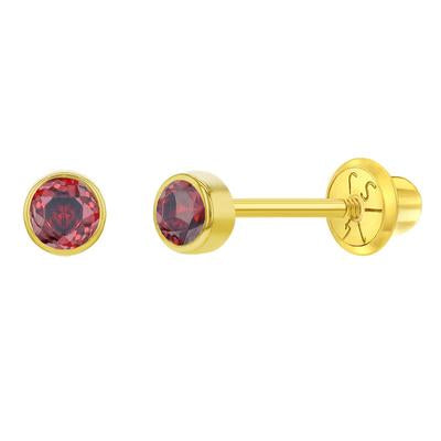 3MM CUBIC CZ BIRTHSTONE EARRINGS | Children Collection | Luby 