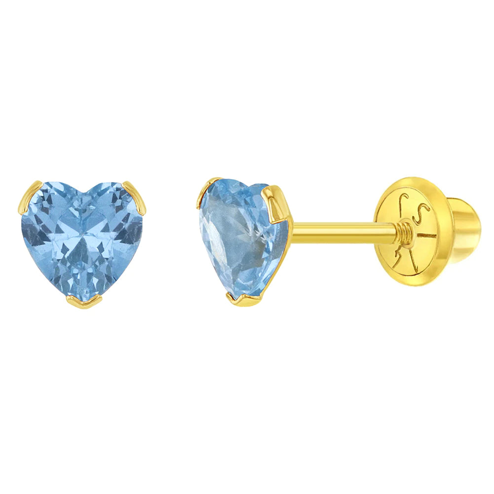 Birthstone Cz Heart Baby Earring | Children Collection | Luby 