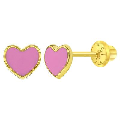PRETTY PINK ENAMEL HEART EARRINGS | Children Collection | Luby 