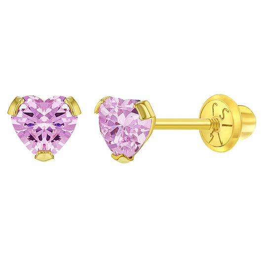 Birthstone Cz Heart Baby Earring | Children Collection | Luby 