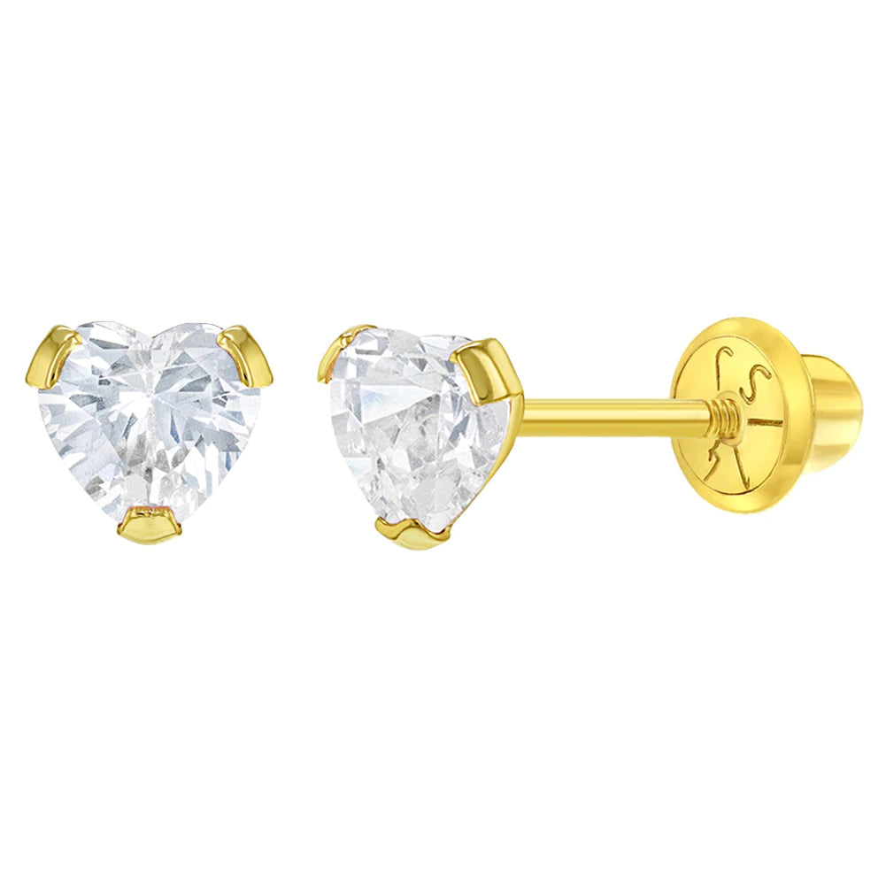 Birthstone Cz Heart Baby Earring | Children Collection | Luby 
