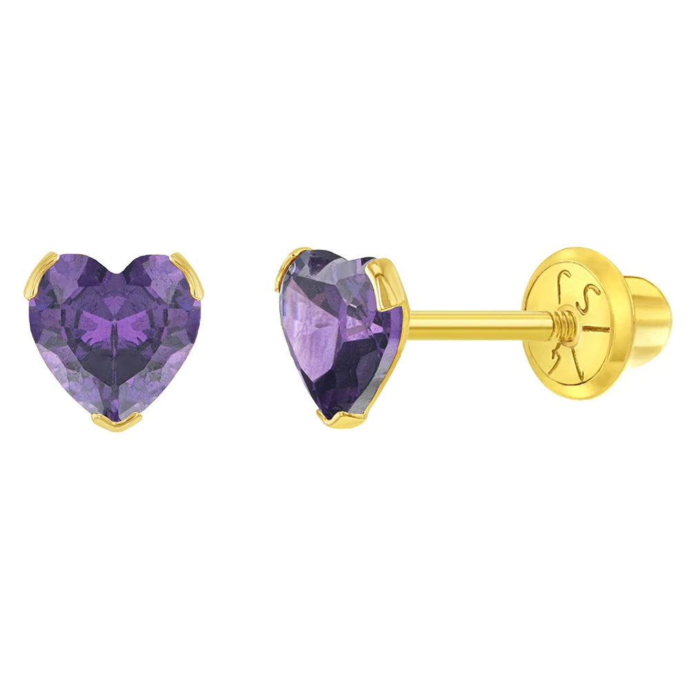 Birthstone Cz Heart Baby Earring | Children Collection | Luby 