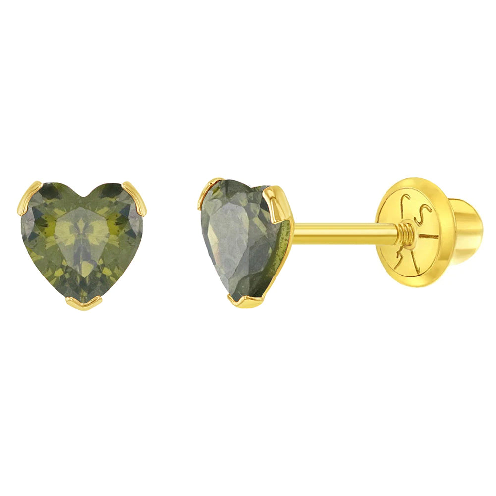 Birthstone Cz Heart Baby Earring | Children Collection | Luby 
