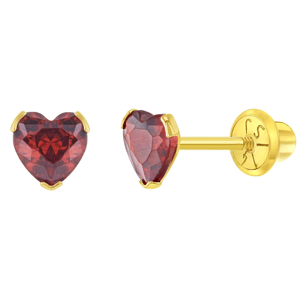 Birthstone Cz Heart Baby Earring | Children Collection | Luby 