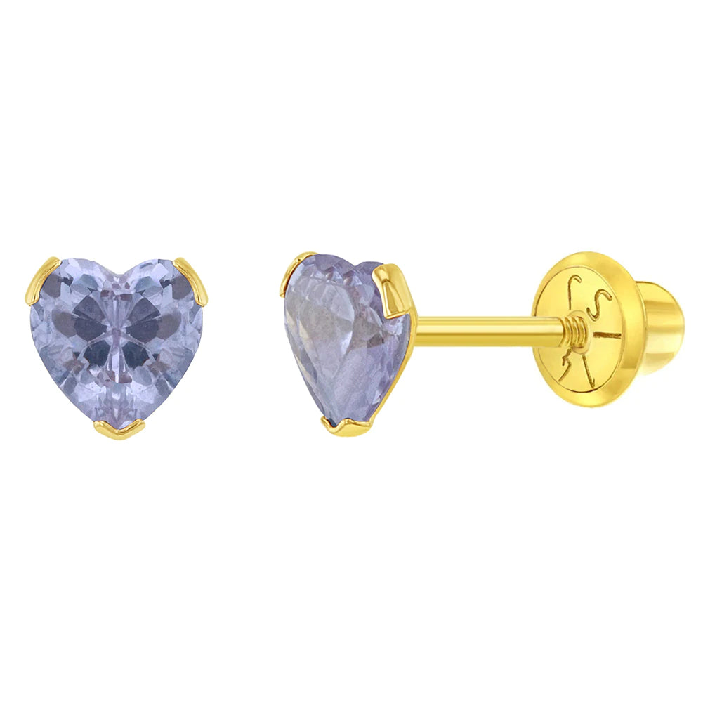 Birthstone Cz Heart Baby Earring | Children Collection | Luby 