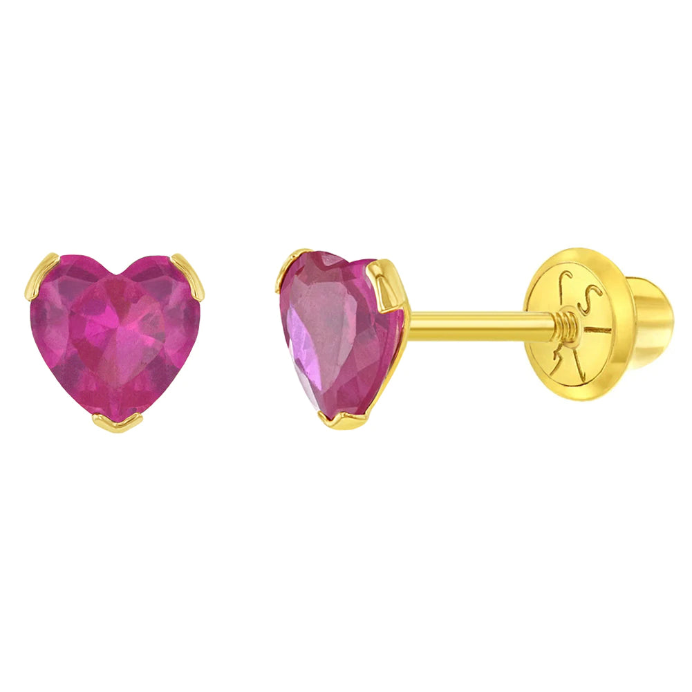 Birthstone Cz Heart Baby Earring | Children Collection | Luby 