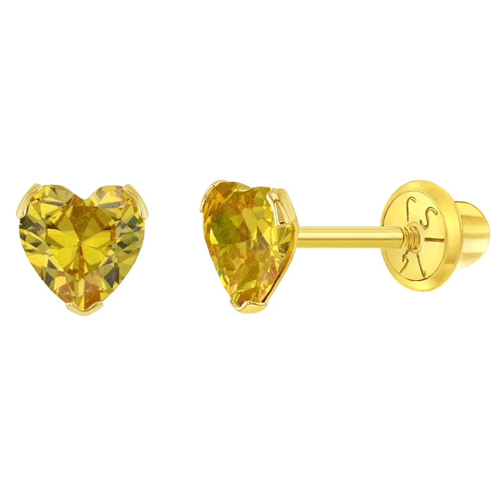 Birthstone Cz Heart Baby Earring | Children Collection | Luby 