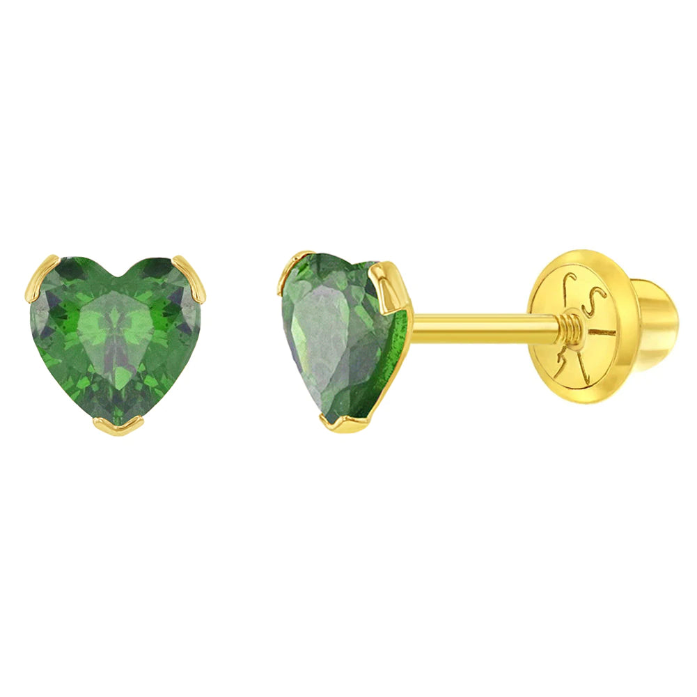 Birthstone Cz Heart Baby Earring | Children Collection | Luby 