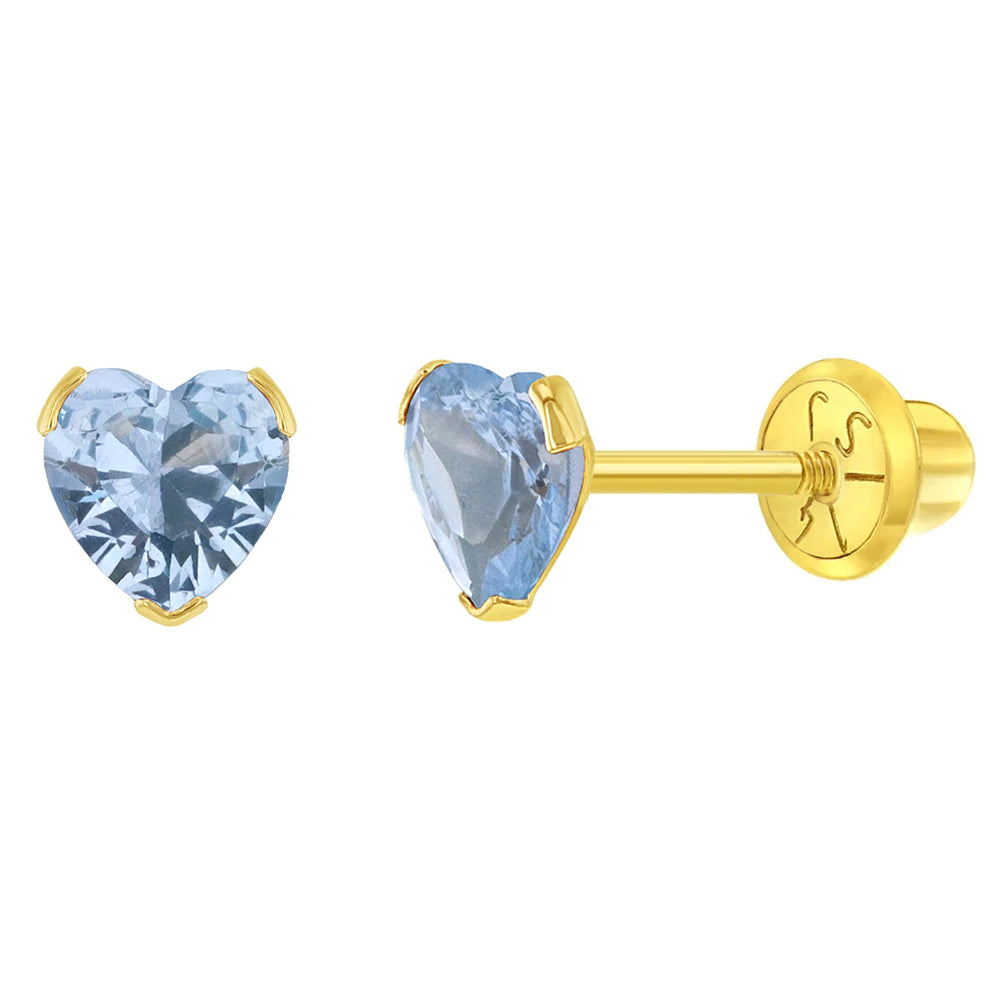 Birthstone Cz Heart Baby Earring | Children Collection | Luby 