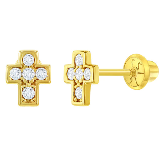 14K Yellow Gold & Cz Cross | Children Collection | Luby 