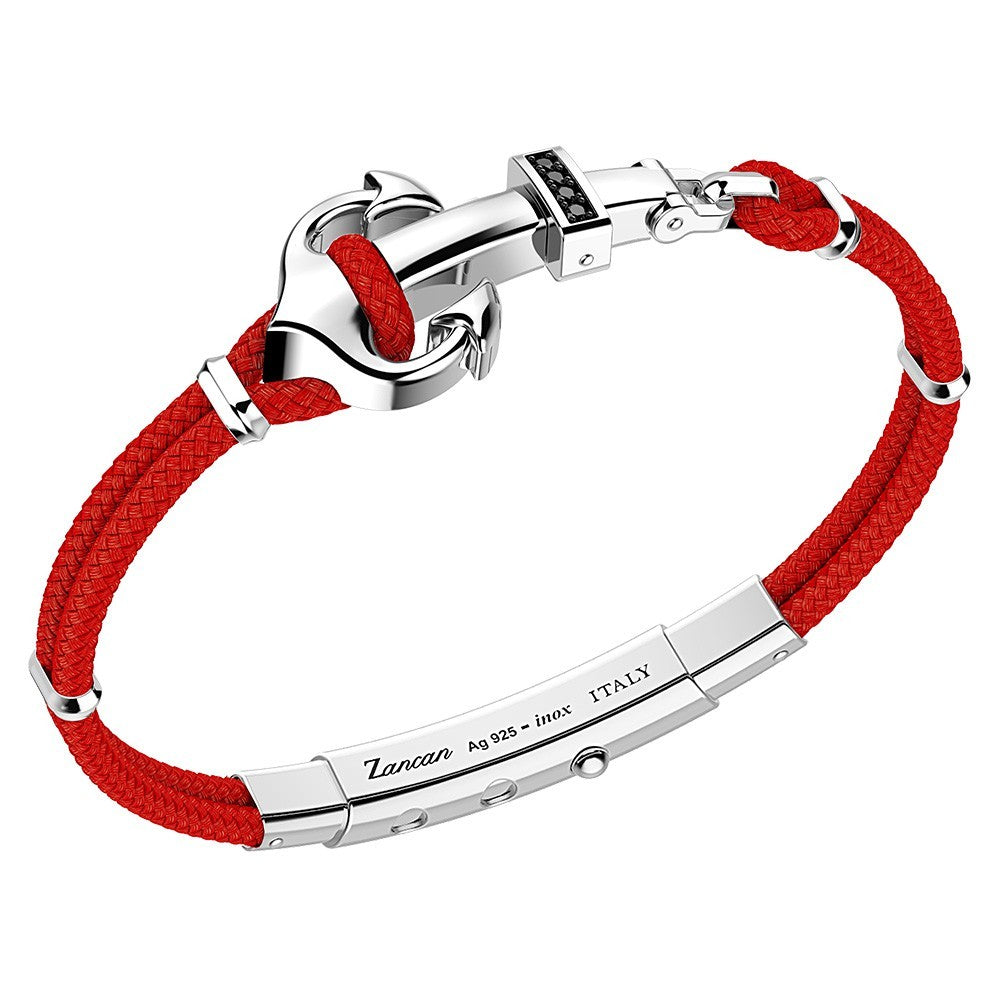 Silver Anchor with Black Spinels and Kevlar Bracelet | Zancan | Luby 
