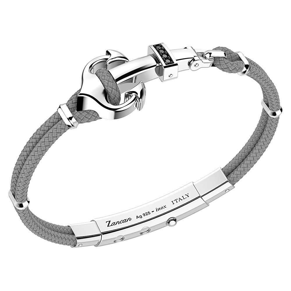 Silver Anchor with Black Spinels and Kevlar Bracelet | Zancan | Luby 