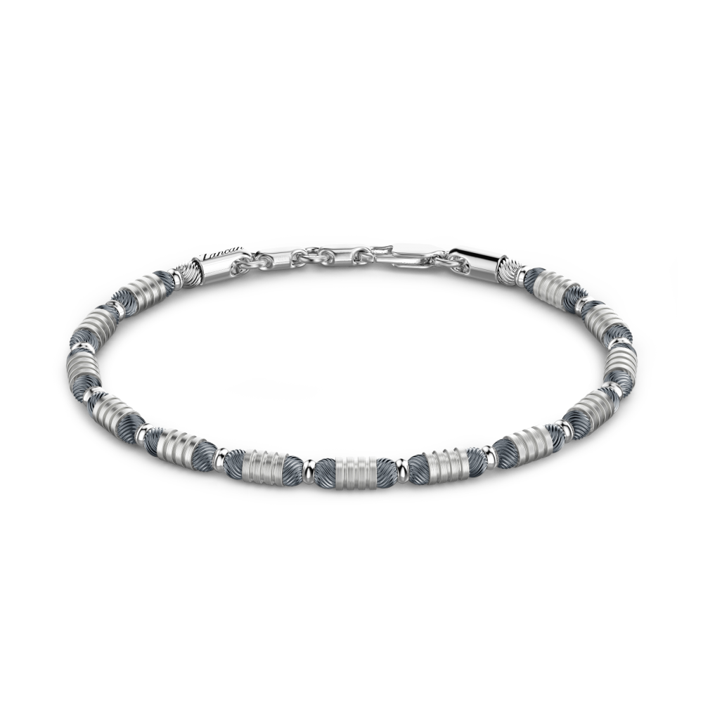 Zancan soft silver beads and tubular element bracelet. | Zancan | Luby 