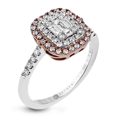 Zeghani Two-Tone White & Rose Gold Vintage Vixen Engagement Ring | Zeghani | Luby 